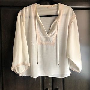 Boho style peasant 3/4 bell sleeve top Rachel Roy